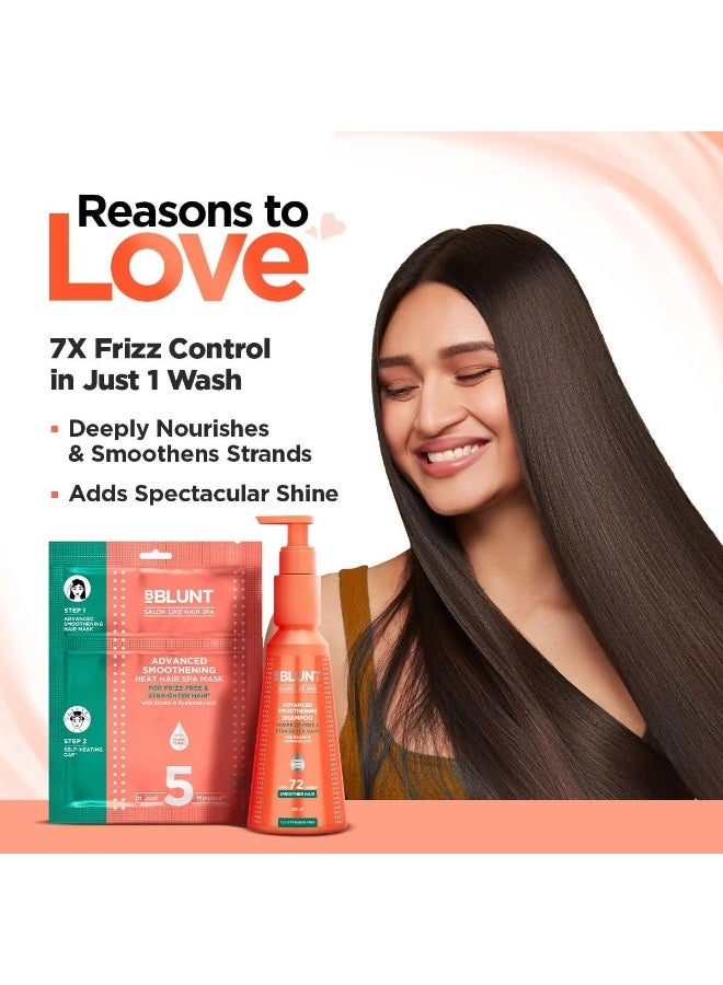 Bblunt Advanced Smoothening Combo | Shampoo - 300 ml + Heat Spa Hair Mask - 70 g | Gently Cleanses | Makes Hair Frizz-Free & Straight | Adds Spectacular Shine - Image 2
